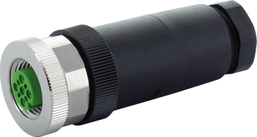 M12 Bu. 0° A-kod. Schraubklemmanschluss 5-pol., max. 0,75mm², 6 - 8mm
