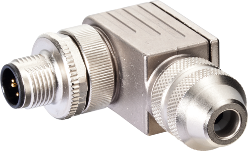 M12 St. 90° D-kod. Schraubklemmanschluss 4-pol., max. 0,75mm², 6 - 8mm, geschirmt