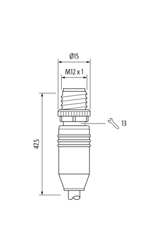 M12 St. 0° / M12 St. 90° D-kod. geschirmt PUR 1x4xAWG22 geschirmt gn UL/CSA+schleppk. 5m – Bild 2