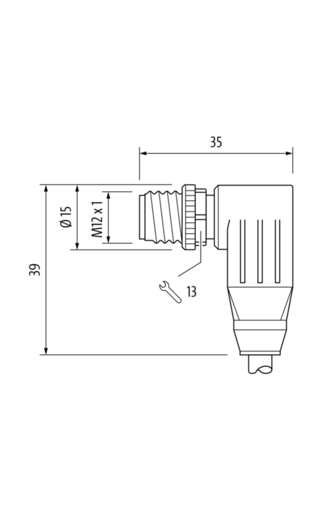 M12 St. 0° / M12 St. 90° D-kod. geschirmt PUR 1x4xAWG22 geschirmt gn UL/CSA+schleppk. 5m – Bild 3