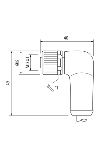 M12 Power St. 90° / Bu. 90° L-kod. PUR 5x1.5 gr UL/CSA+schleppk. 3m – Bild 2